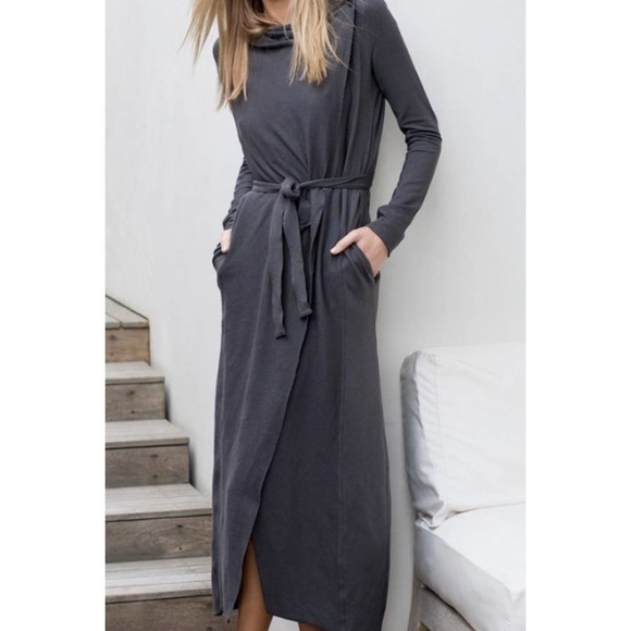 lunya Other - LUNYA The Robe Womens XS Small Eclipse Gray Cowl Neck Pima Cotton Blend Long NEW